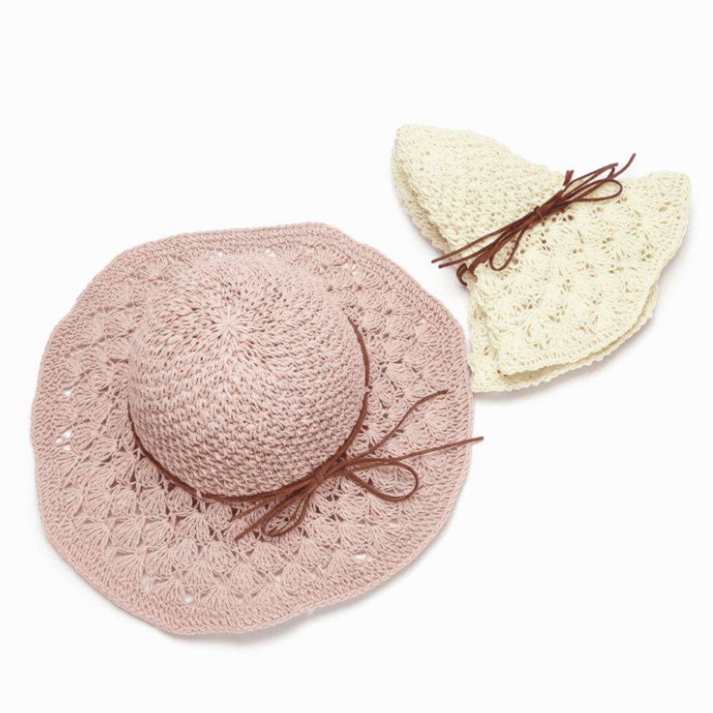 Hat Floppy Wide - Handwoven Crochet Straw Hat Wide-Brimmed Foldable