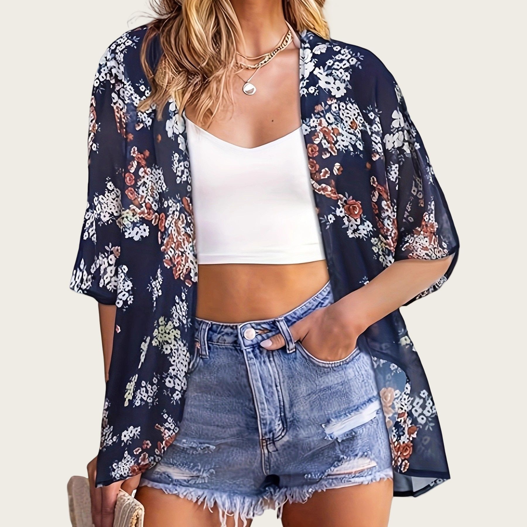 Swimsuit Woman 2025 Kimono Car - Kimono Sheer Floral 评论和价格