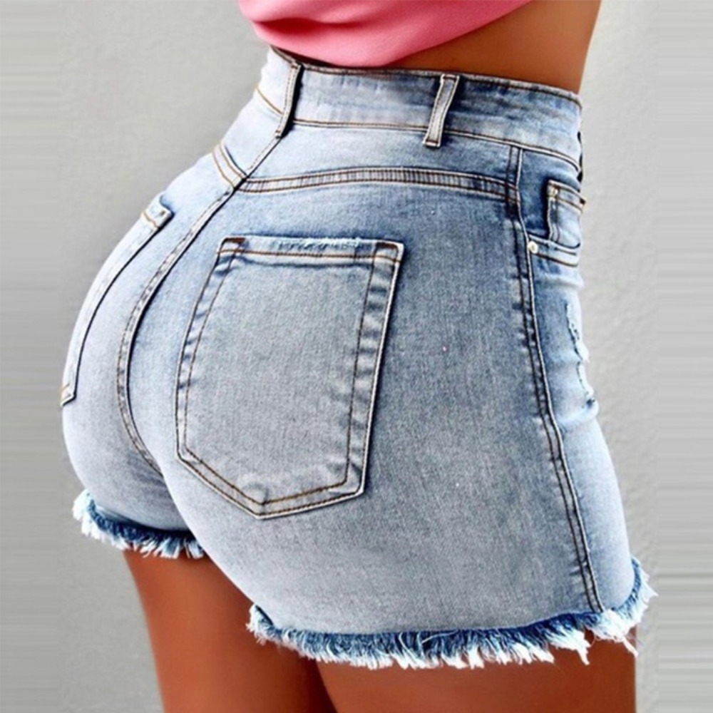 Women's High Waisted Distresse - Shorts Denim Frayed 评论和价格