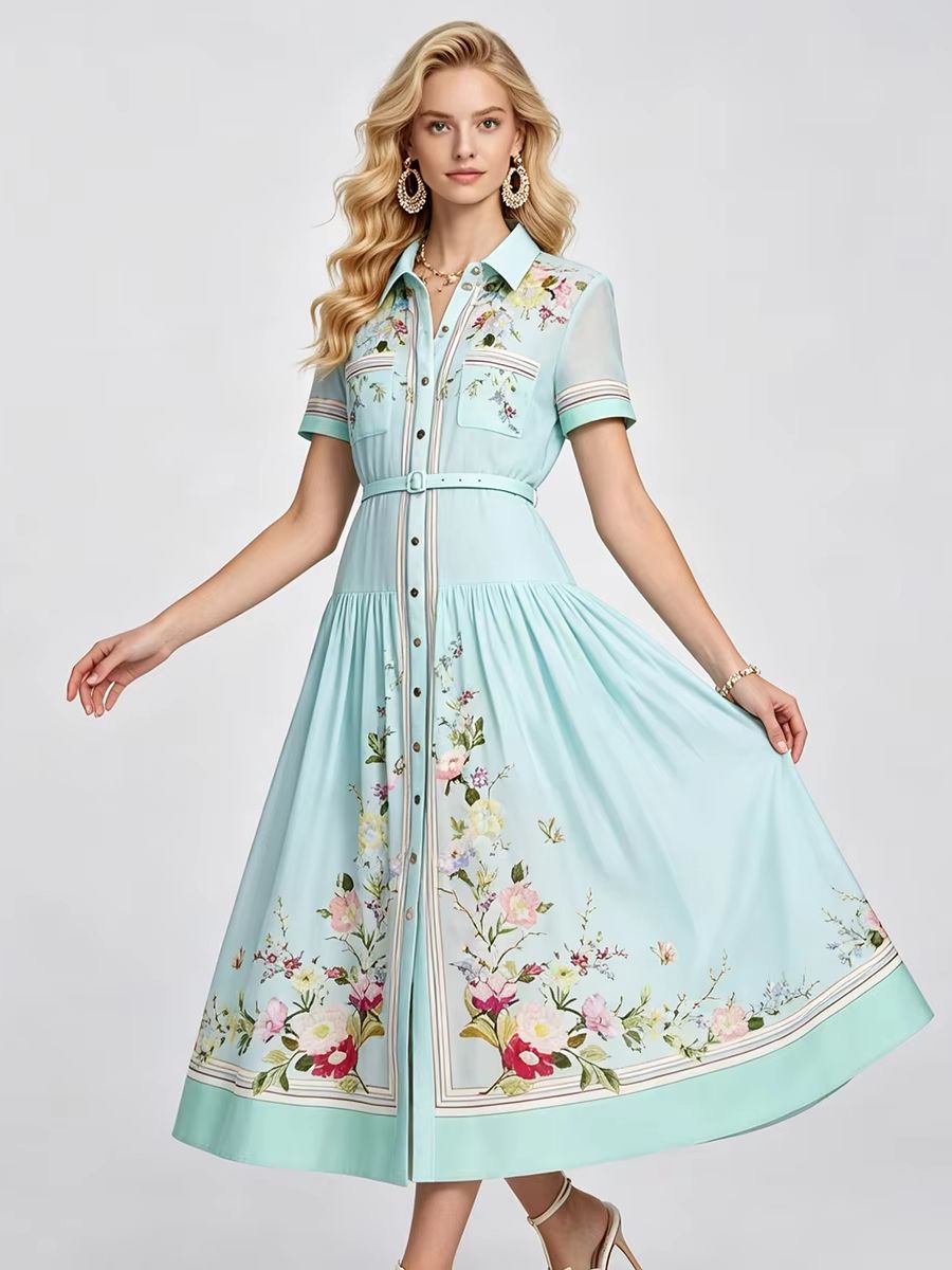 Elegant Floral Printted Summer - Midi Skirt Floral 评论和价格