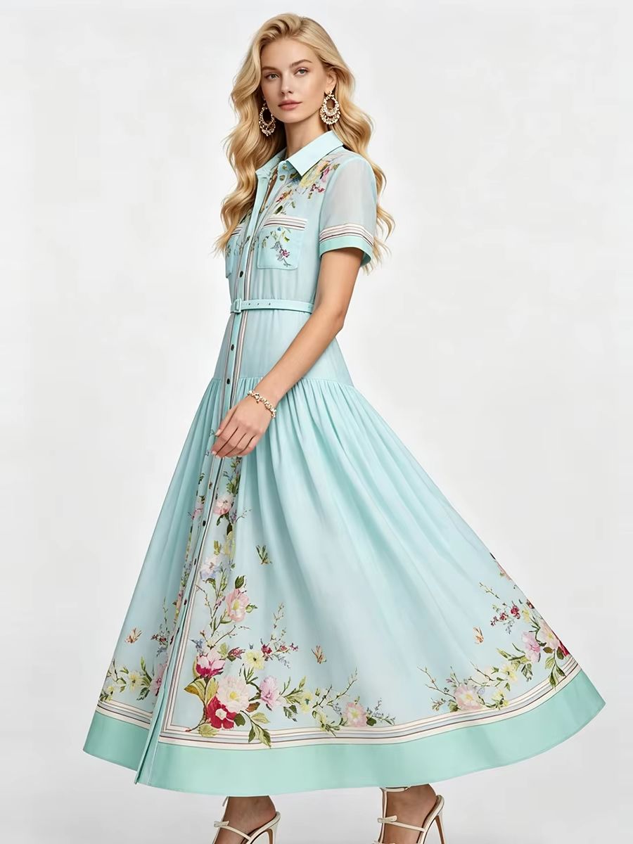 Elegant Floral Printted Summer - Midi Skirt Floral 评论和价格