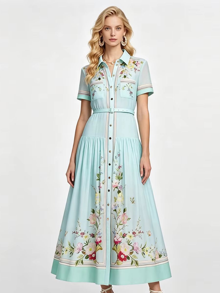 Elegant Floral Printted Summer - Midi Skirt Floral 评论和价格