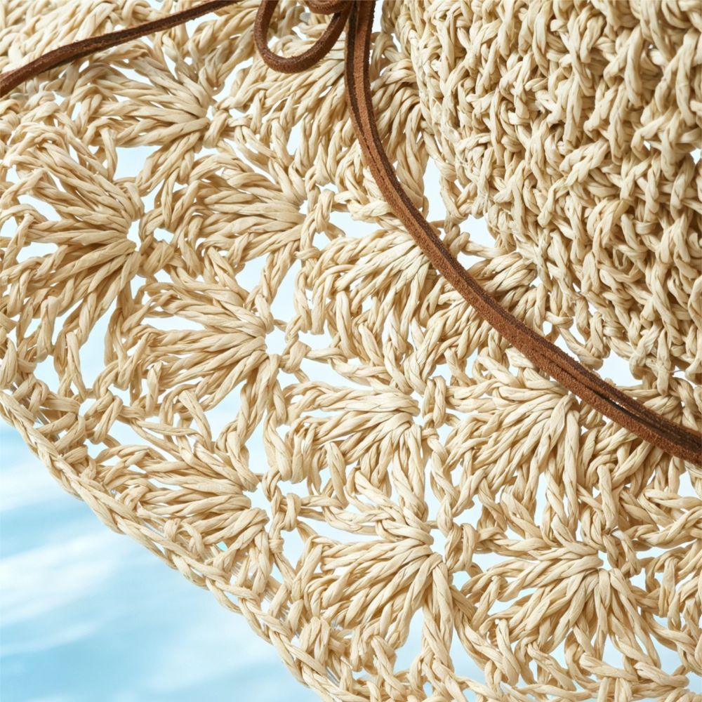 Handwoven Crochet Straw Hat Wi - Hat Floppy Wide 评论和价格