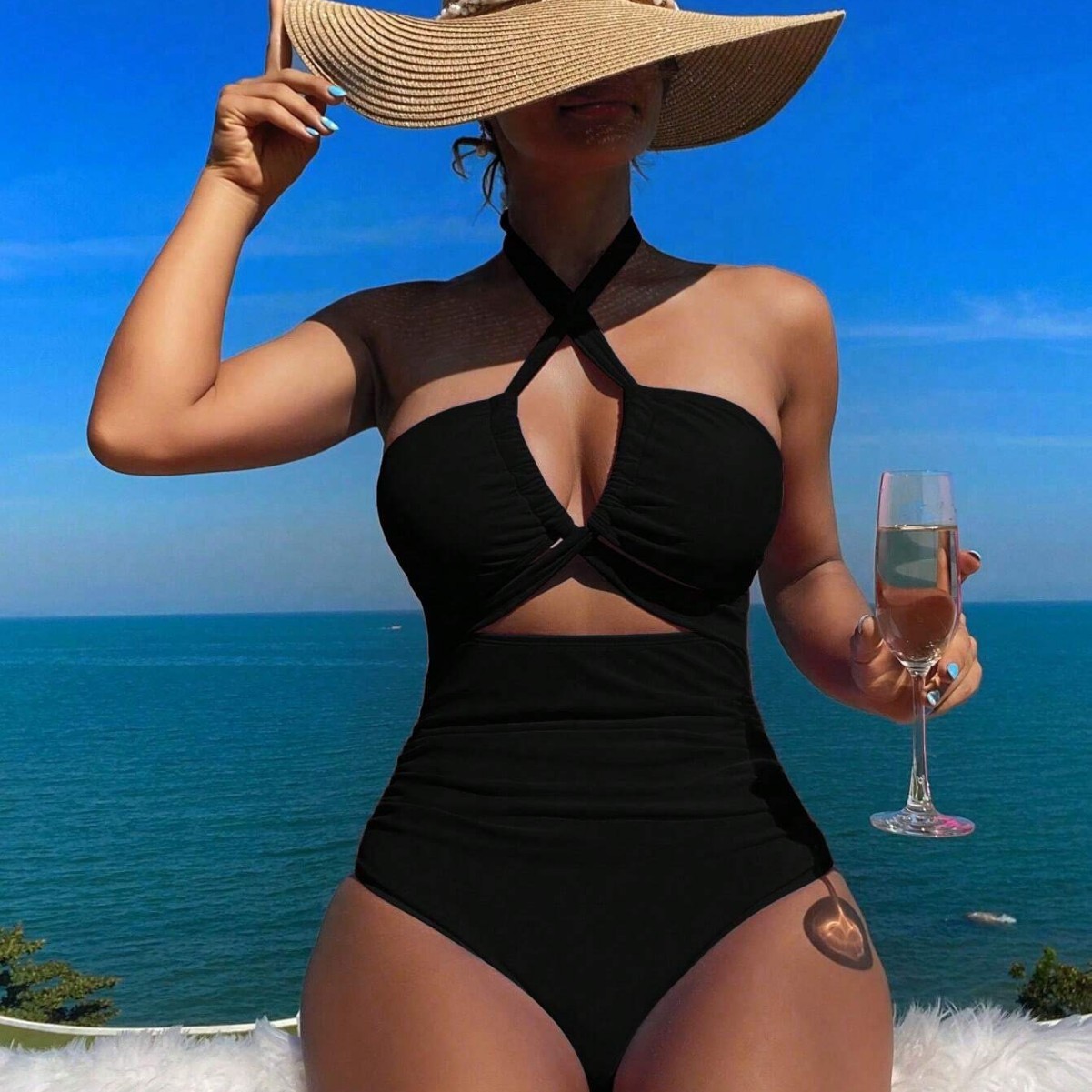 Women Swimsuit Halter Neck Sol - Swimsuit Bikini Ruched 评论和价格