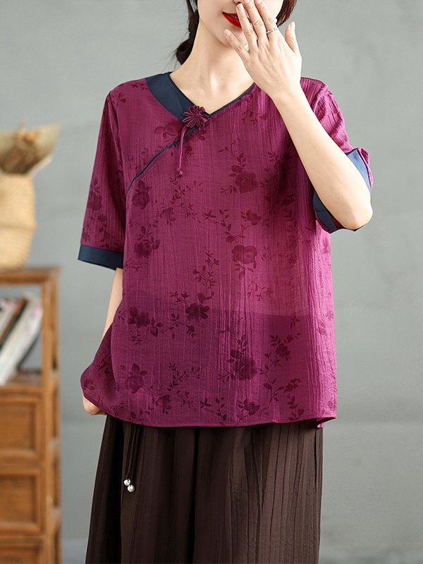 Chinese Floral Print Linen Sil - Linen Pant Wide 评论和价格