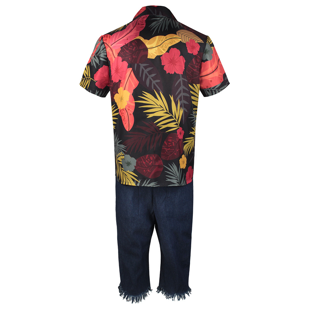 Men's Tropical Floral Shirt &  - Shorts Denim Frayed 评论和价格