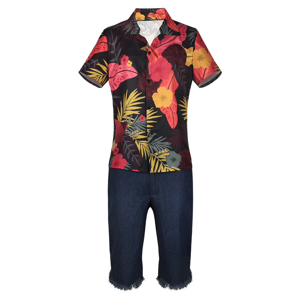 Men's Tropical Floral Shirt &  - Shorts Denim Frayed 评论和价格