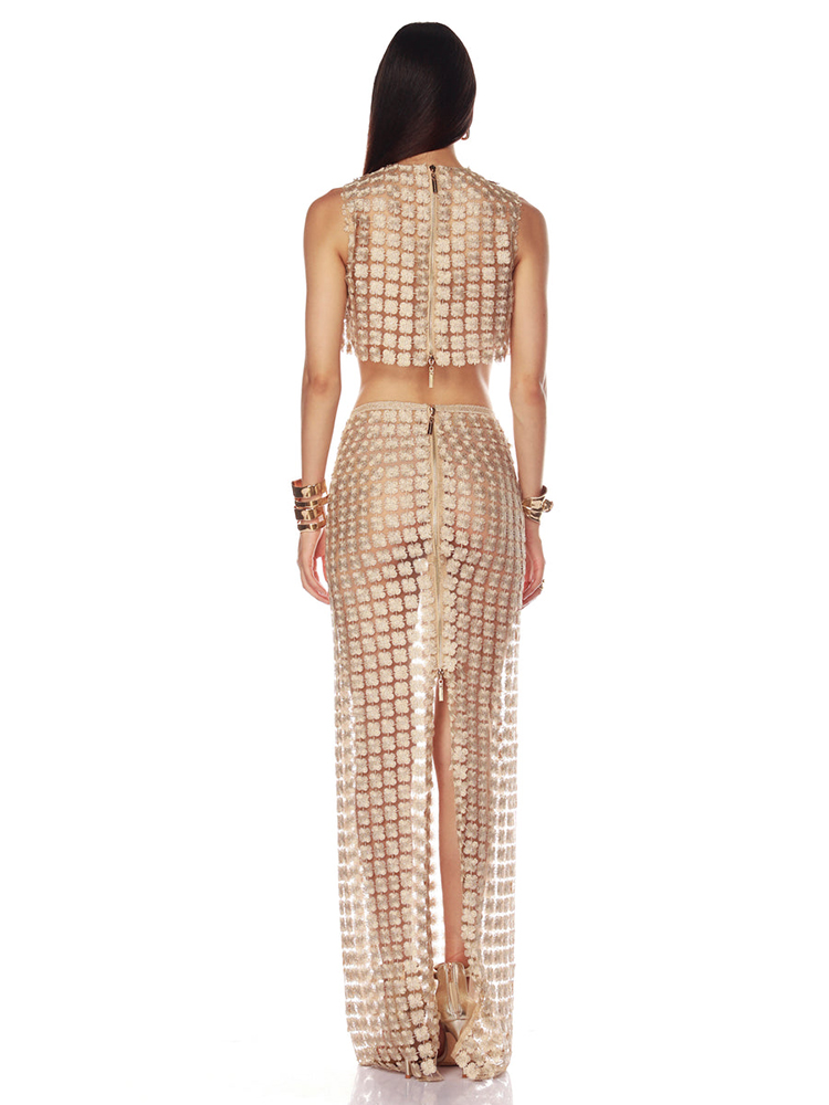 VC Stylish Beige Sleeveless Cr - Crop Top Crochet 评论和价格