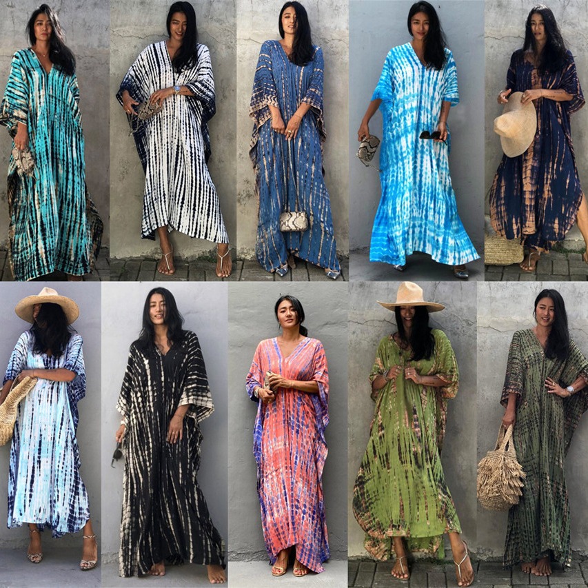 Plus Size Women Beachwear Long - Cover Up Kaftan 评论和价格