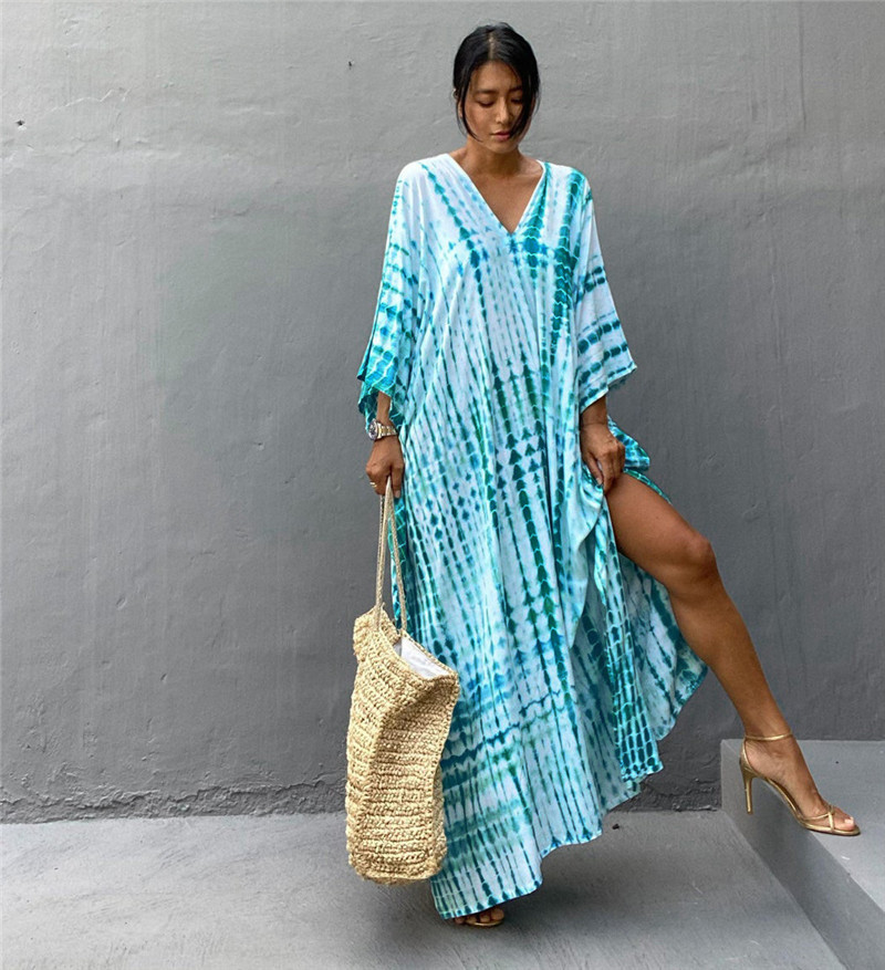 Plus Size Women Beachwear Long - Cover Up Kaftan 评论和价格