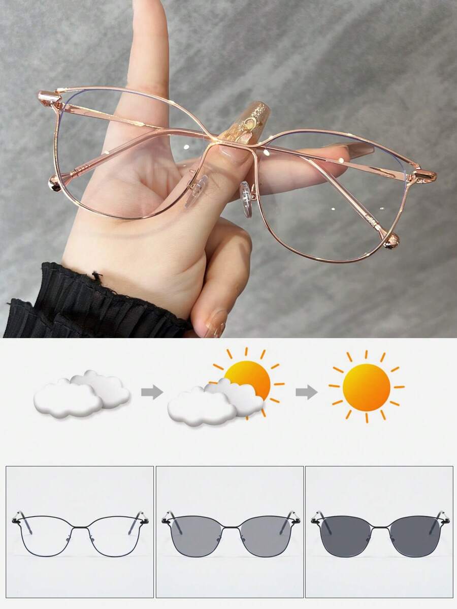 1pc Metal Cat-Eye Hollow Frame - Sunglasses Cat Eye 评论和价格