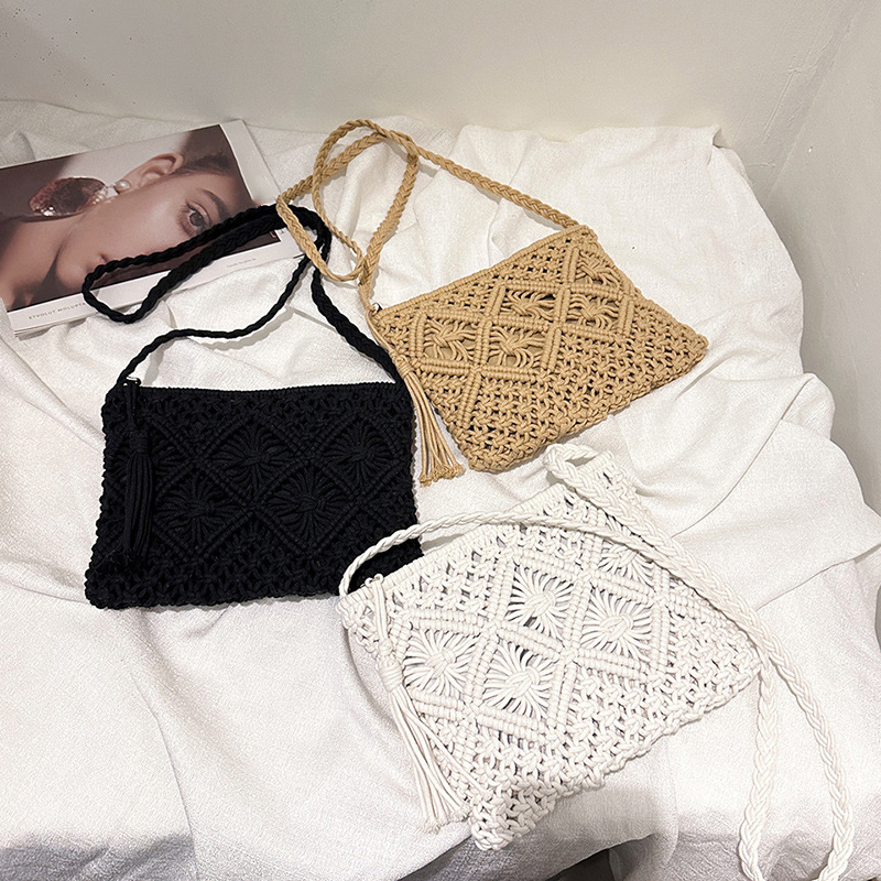 Fashion Woven Hollow Out Shoul - Crochet Bag Raffia 评论和价格