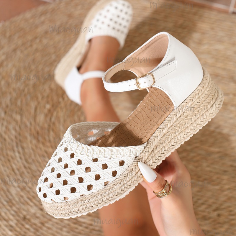 Boho Women's Hollow Out Woven  - Wedge Espadrille Women 评论和价格