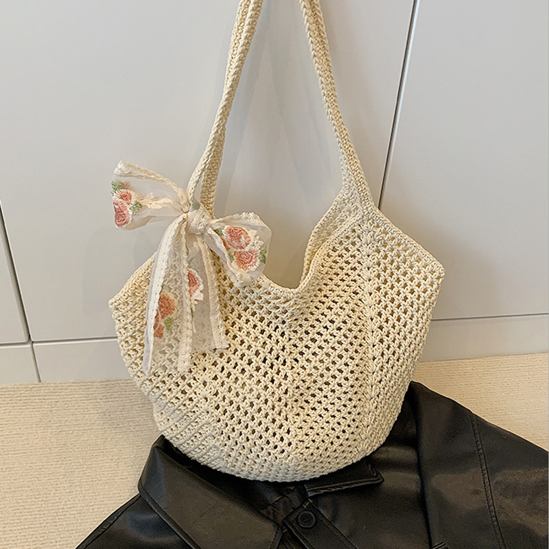 Summer Lace Bow Tote Bags Wome - Crochet Bag Raffia 评论和价格