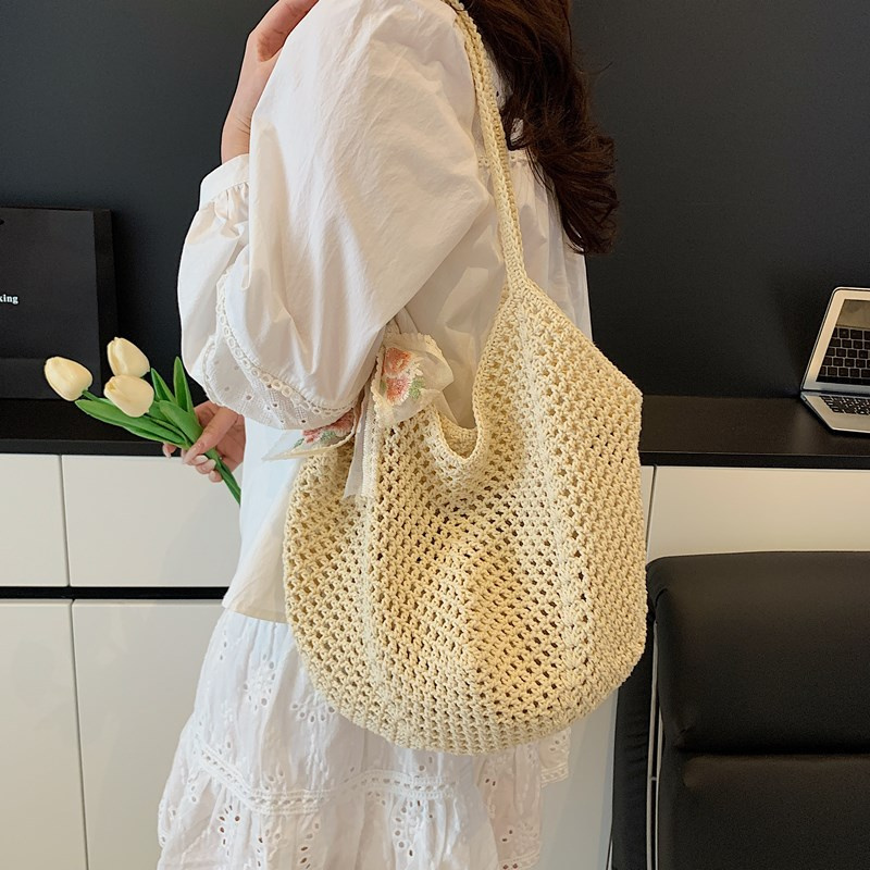 Summer Lace Bow Tote Bags Wome - Crochet Bag Raffia 评论和价格