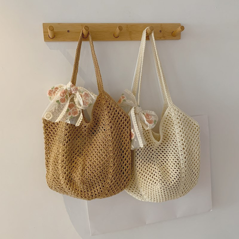 Summer Lace Bow Tote Bags Wome - Crochet Bag Raffia 评论和价格