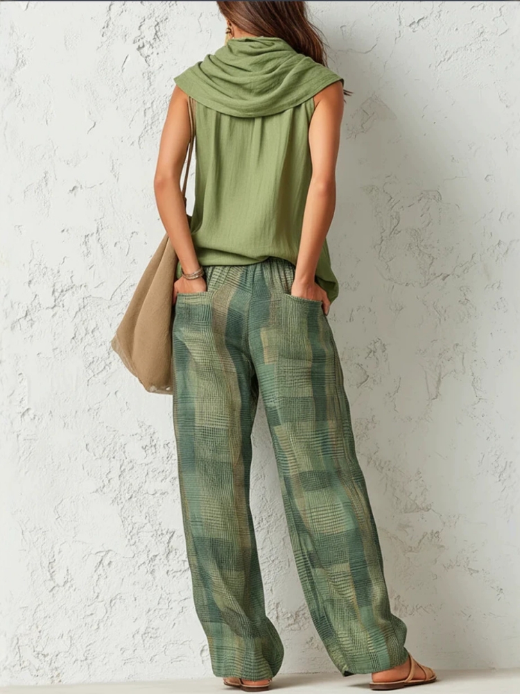 New Summer Women Pants 2 Piece - Linen Pant Wide 评论和价格