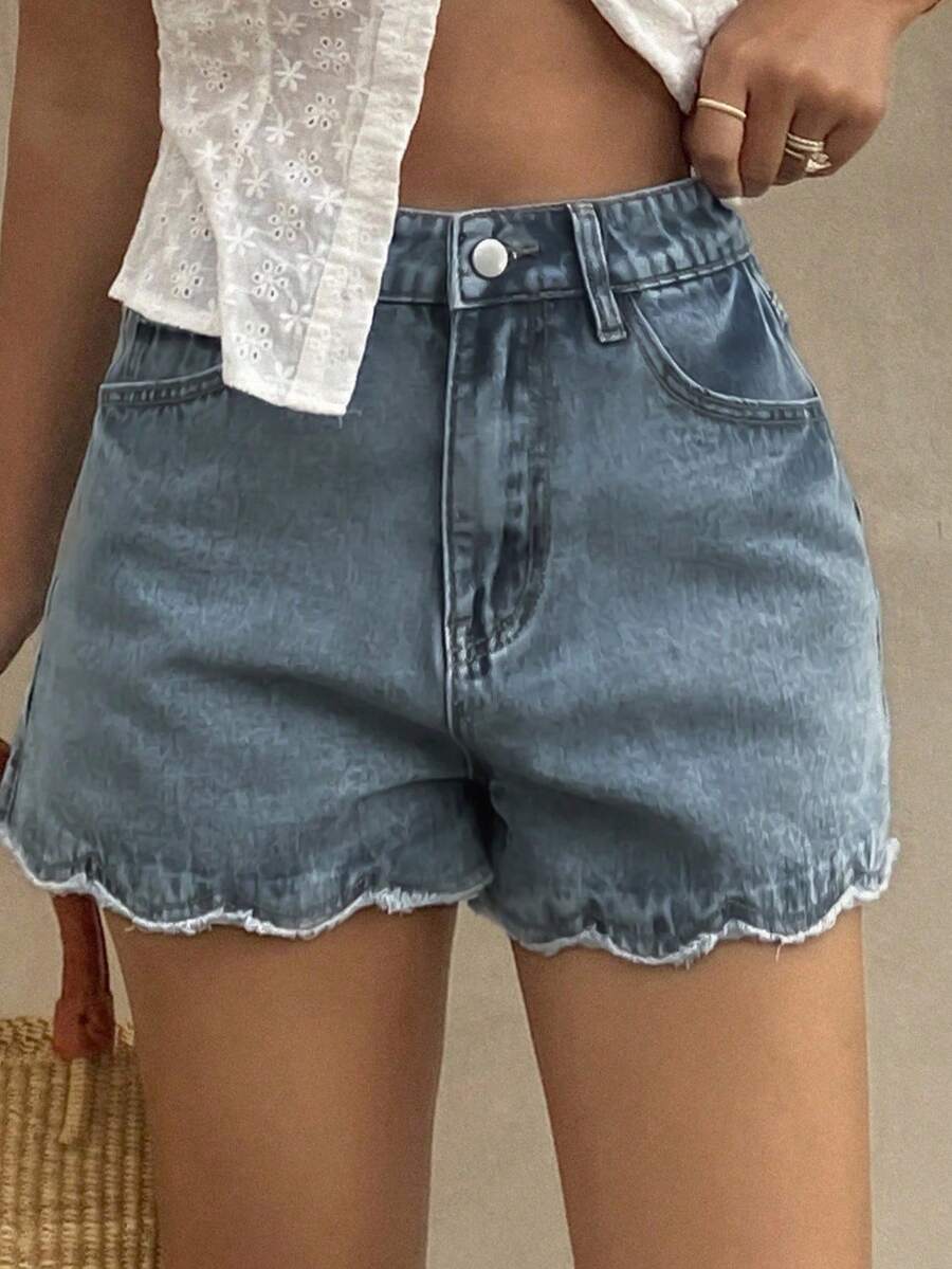 Women Loose Casual Denim Short - Shorts Denim Frayed 评论和价格