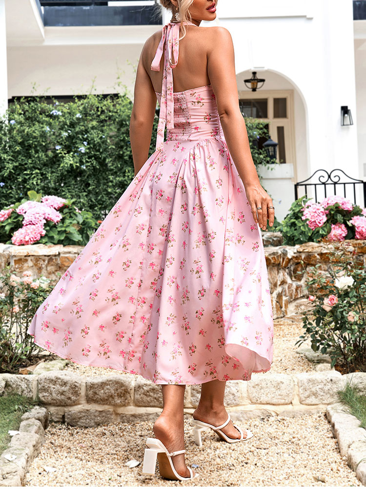 NewAsia Women's Halter Backles - Midi Skirt Floral 评论和价格
