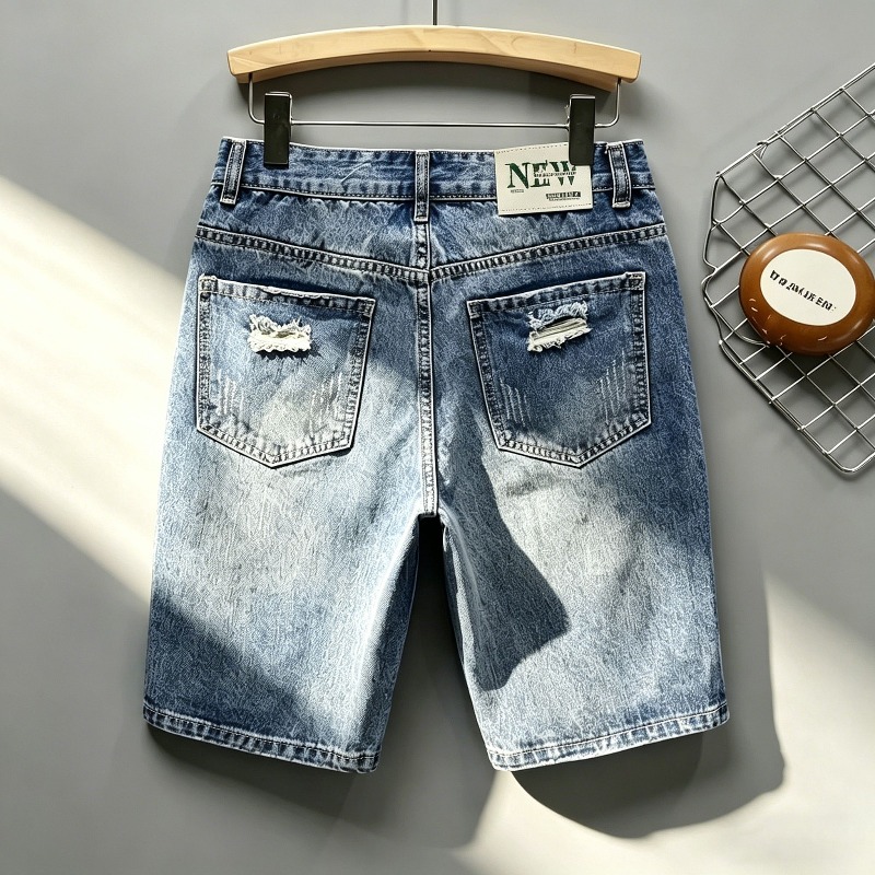 Men Korean Style Distressed De - Shorts Denim Frayed 评论和价格