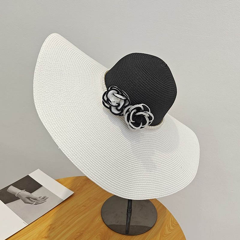 Two Tones Wide Brim Summer Hat - Hat Floppy Wide 评论和价格