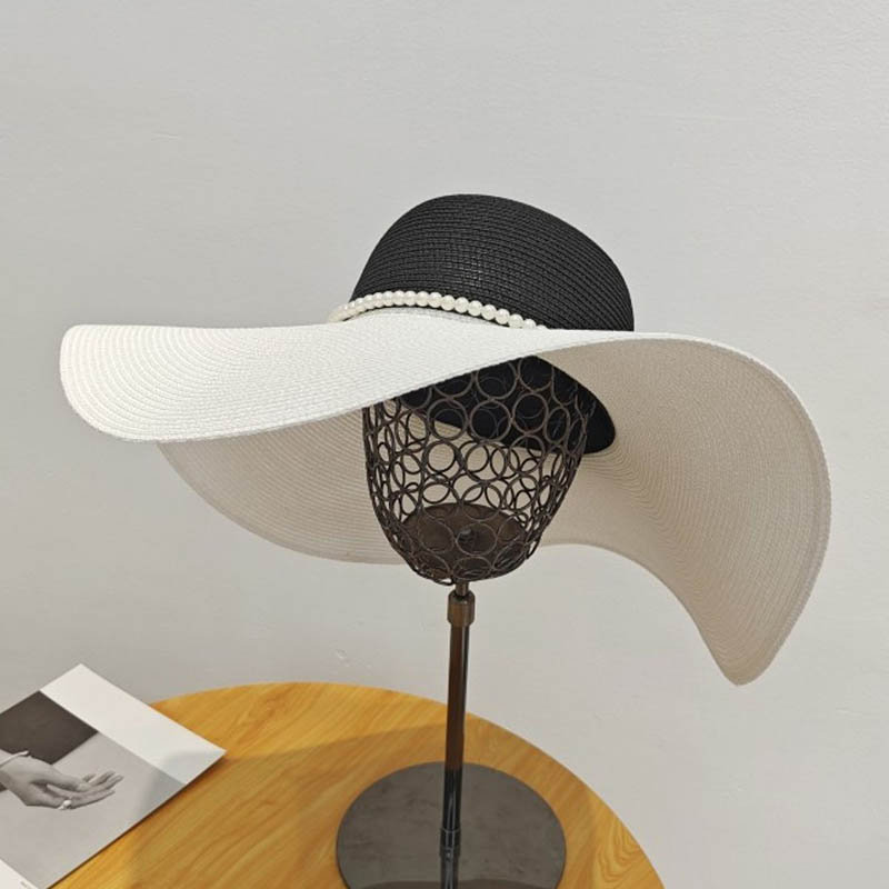 Two Tones Wide Brim Summer Hat - Hat Floppy Wide 评论和价格