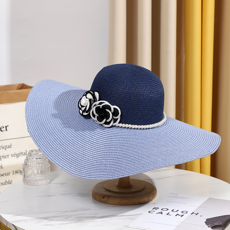Two Tones Wide Brim Summer Hat - Hat Floppy Wide 评论和价格