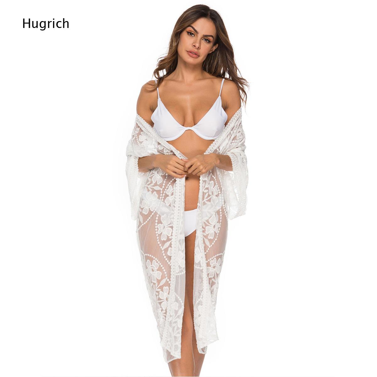 Solid White Floral Embroidery  - Kimono Sheer Floral 评论和价格