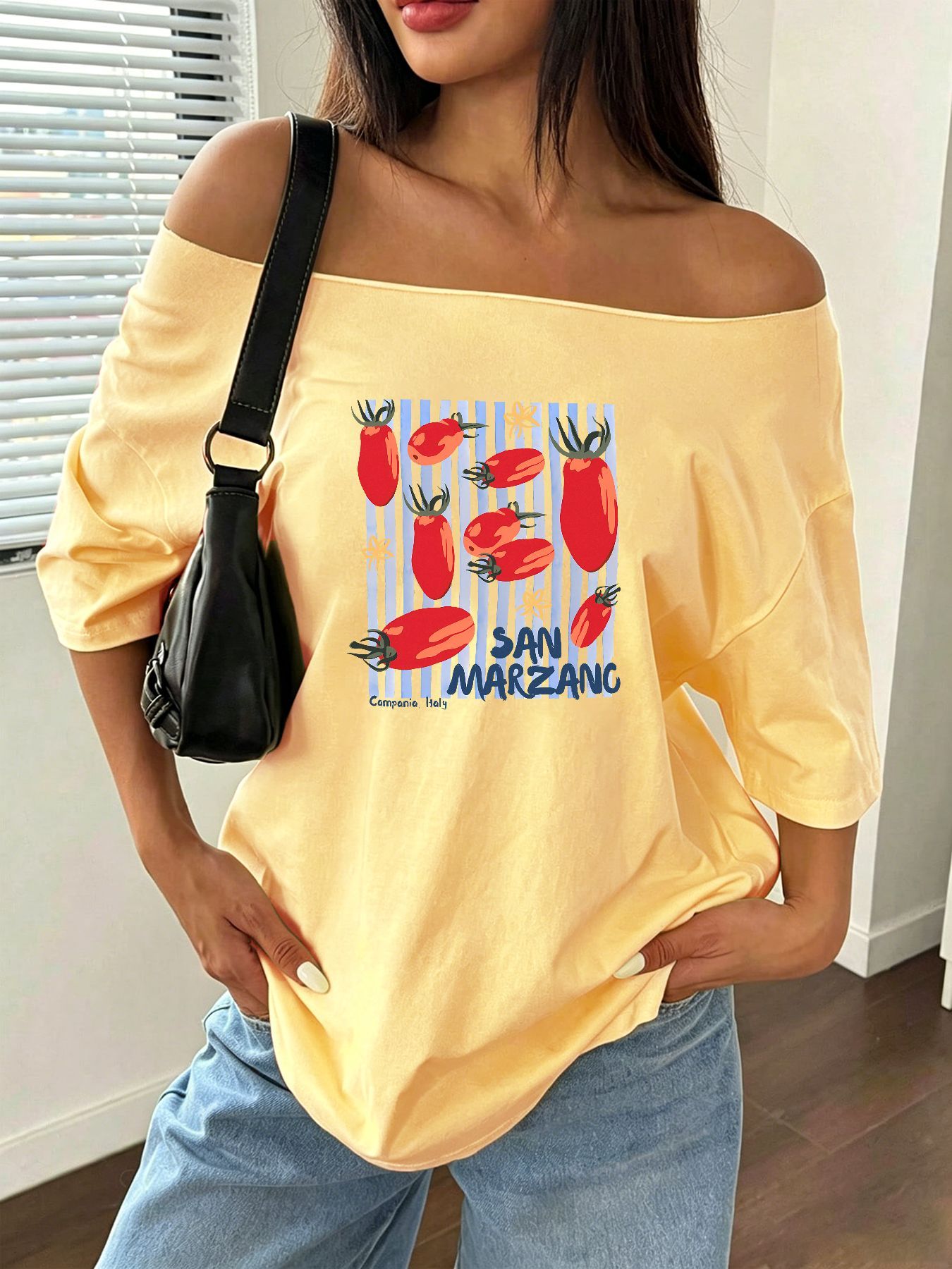 100% Cotton Plus Size San Marz - Blouse Off Shoulder 评论和价格