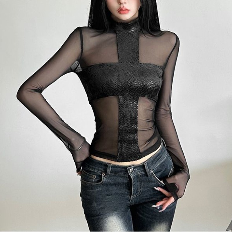 American Style Mesh Long Sleev - Blouse Off Shoulder 评论和价格