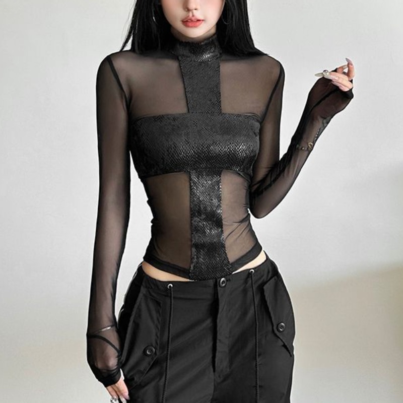 American Style Mesh Long Sleev - Blouse Off Shoulder 评论和价格