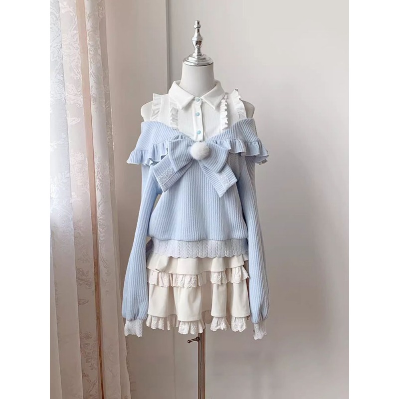 Kawaii Soft Girl Lolita 2 Piec - Blouse Off Shoulder 评论和价格