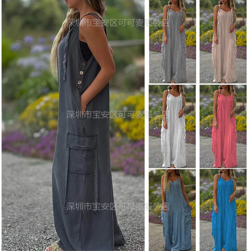 Loose Summer Jumpsuit Casual L - Jumpsuit Linen Relaxed 评论和价格
