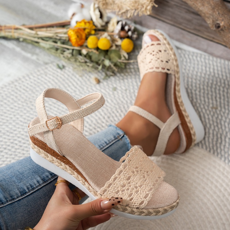 Women Lace Wedge Sandals Espad - Wedge Espadrille Women 评论和价格