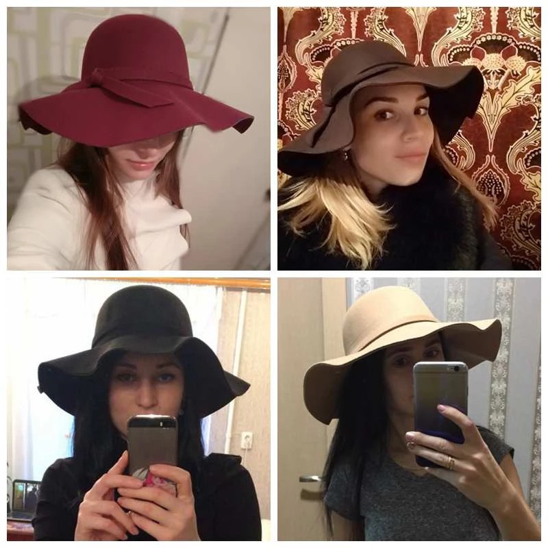White Dome-shaped Ladies' Hat  - Hat Floppy Wide 评论和价格
