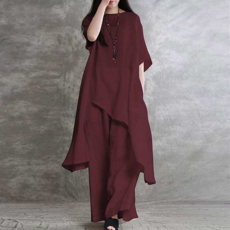 Women's Cotton Linen 2-piece S - Linen Pant Wide 评论和价格