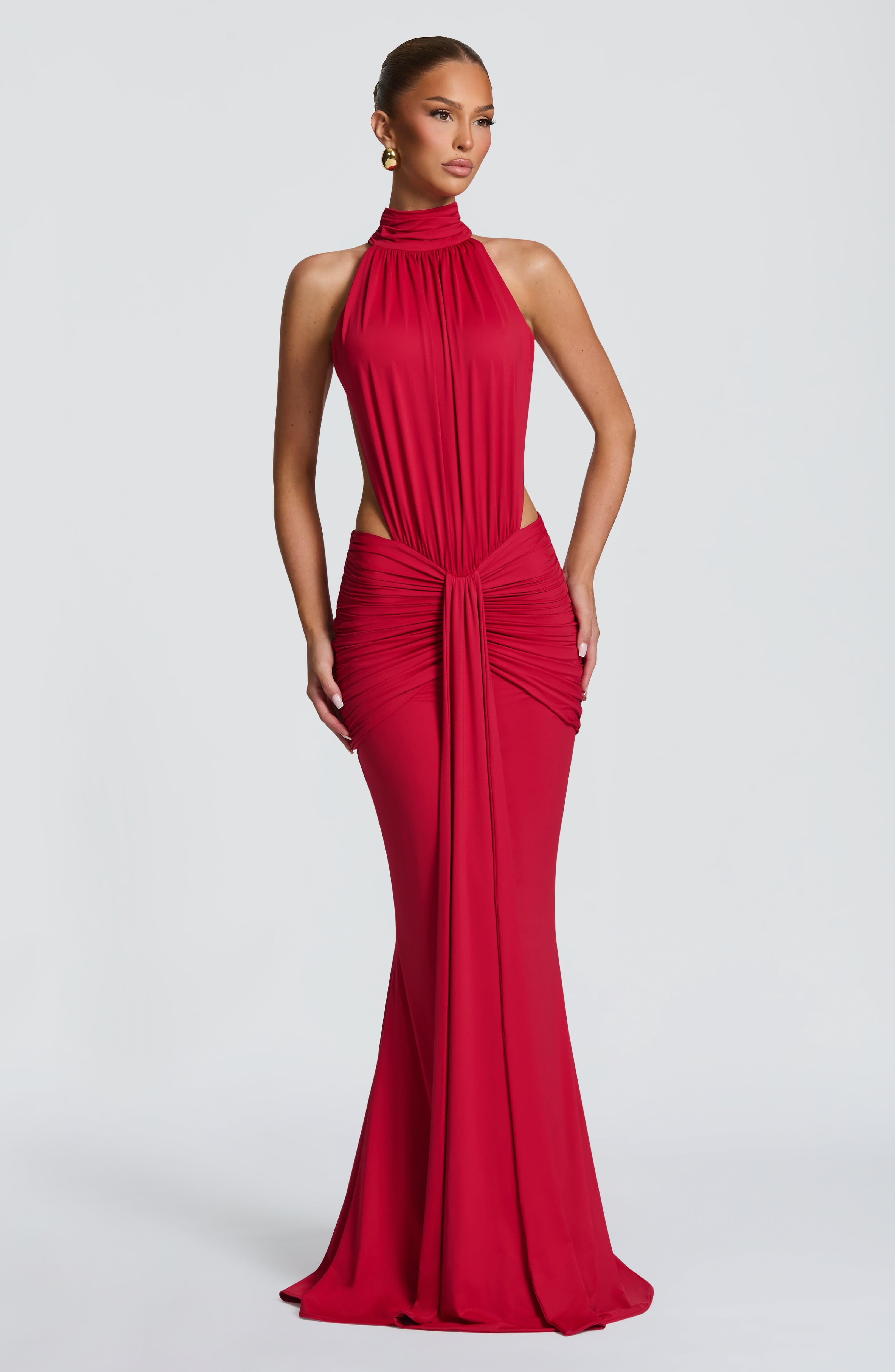 Halter High Neck Cutout Waist  - Maxi Dress Halter 评论和价格