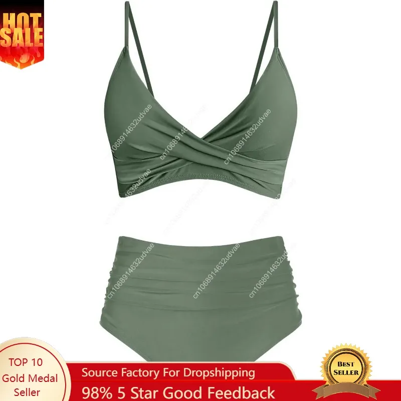 Women's High Waisted Bikini Se - Swimsuit Bikini Ruched 评论和价格