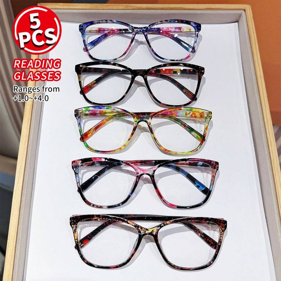 5 Pairs Women Fashion Reading  - Sunglasses Cat Eye 评论和价格