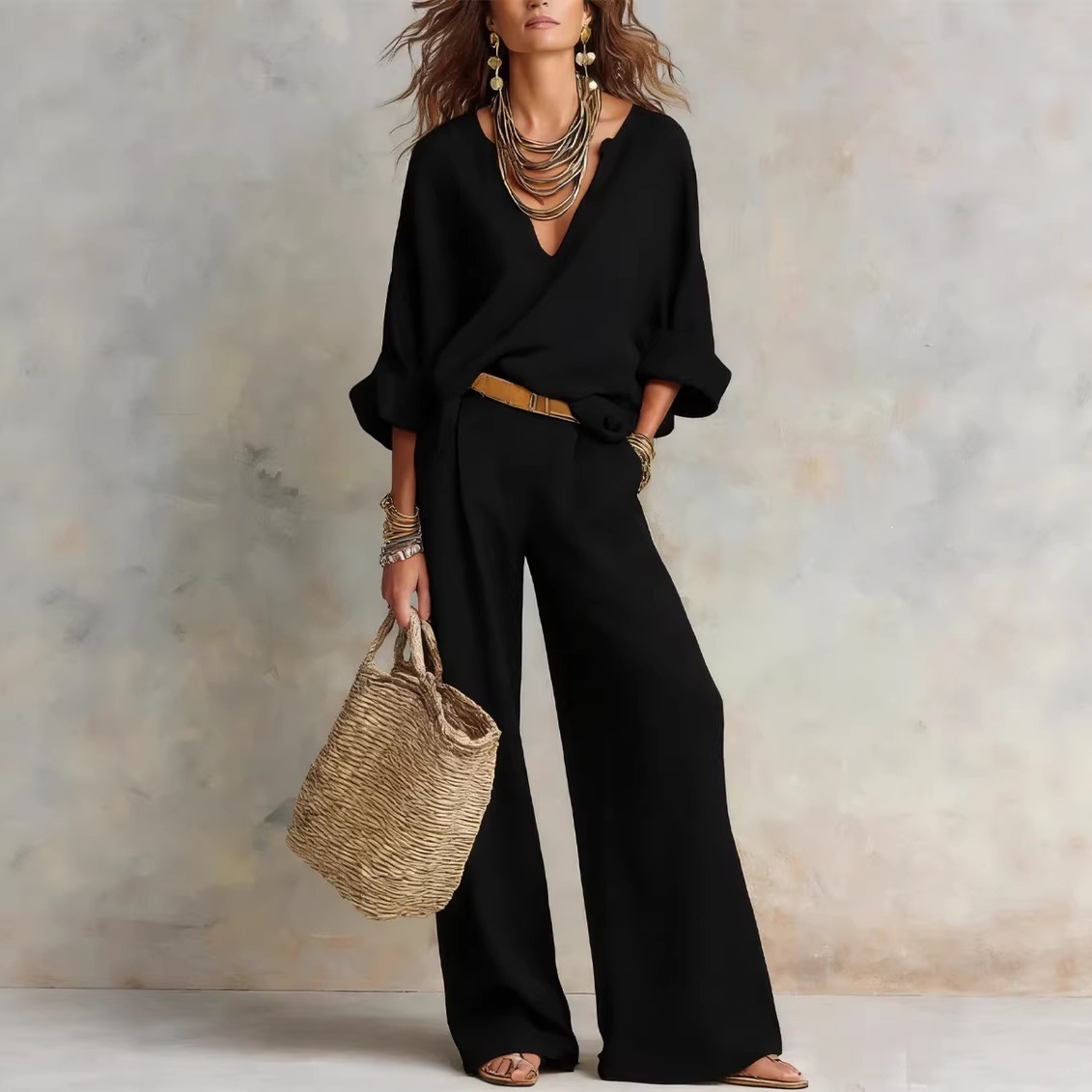 Vintage Women Simple Casual Pu - Linen Pant Wide 评论和价格