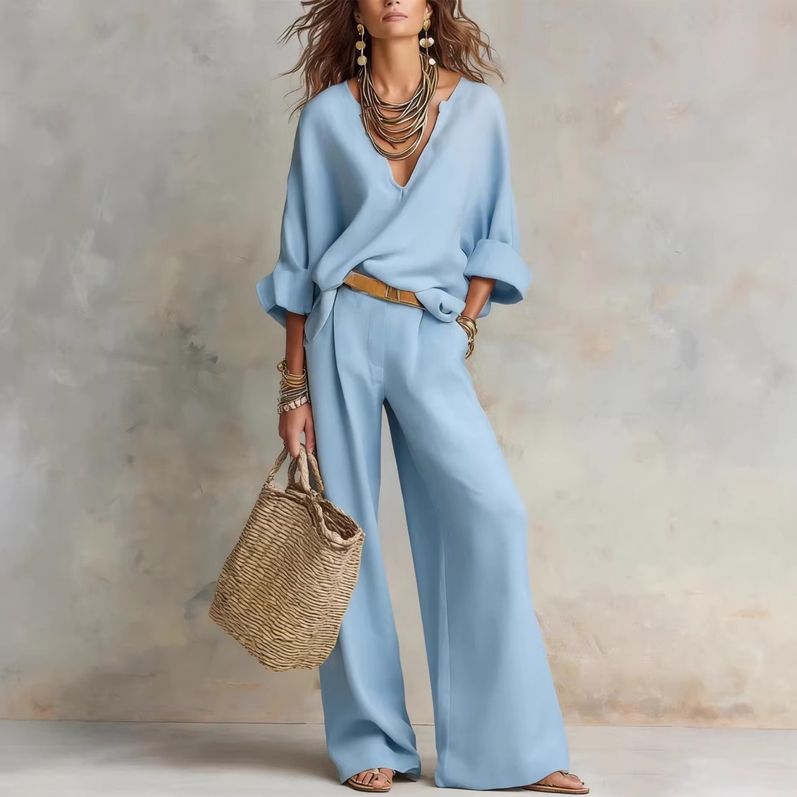 Vintage Women Simple Casual Pu - Linen Pant Wide 评论和价格