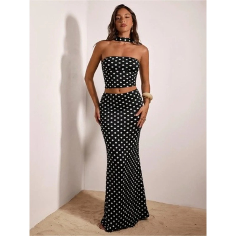 Women's Retro Y2K Polka Dot Hi - Crop Top Crochet 评论和价格