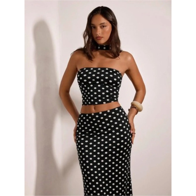 Women's Retro Y2K Polka Dot Hi - Crop Top Crochet 评论和价格