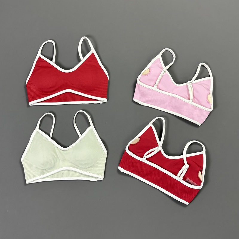Women Contrastline Yoga Bra V  - Crop Top Crochet 评论和价格