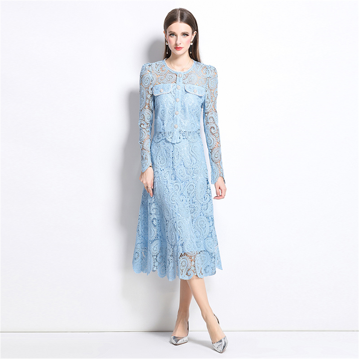 Spring Sweet Lace Flower Embro - Midi Skirt Floral 评论和价格