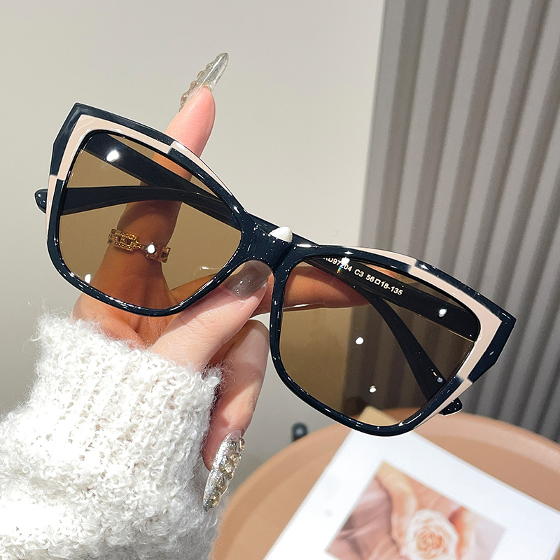 Women Color Block Cat Eye Eyeg - Sunglasses Cat Eye 评论和价格