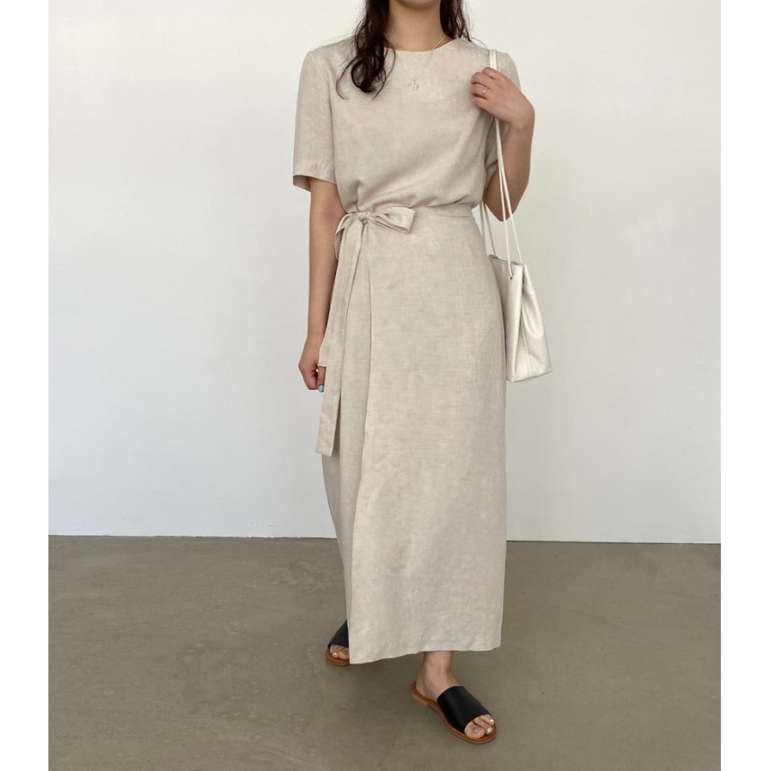 Elegant Cotton Linen Wrap Dres - Linen Dress Wrap 评论和价格
