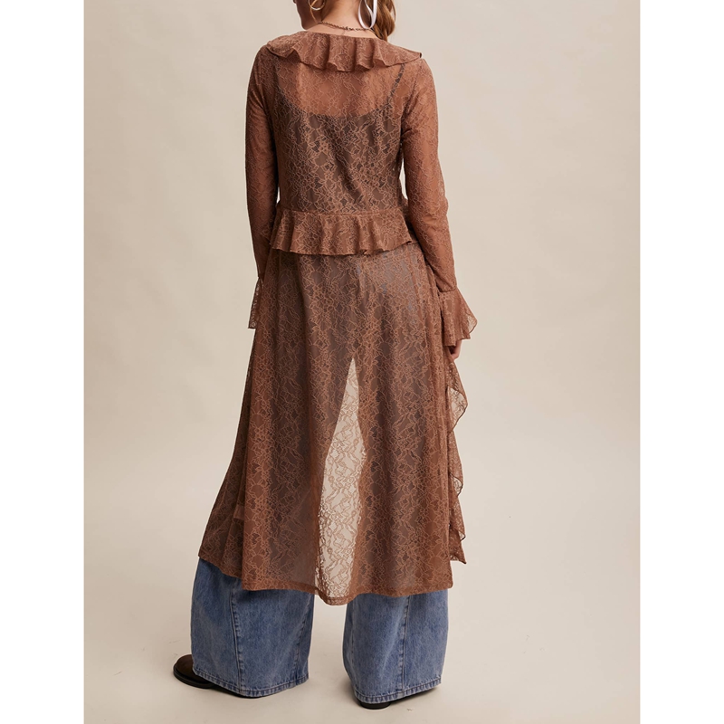 Women's Floral Lace Mesh Tie F - Kimono Sheer Floral 评论和价格