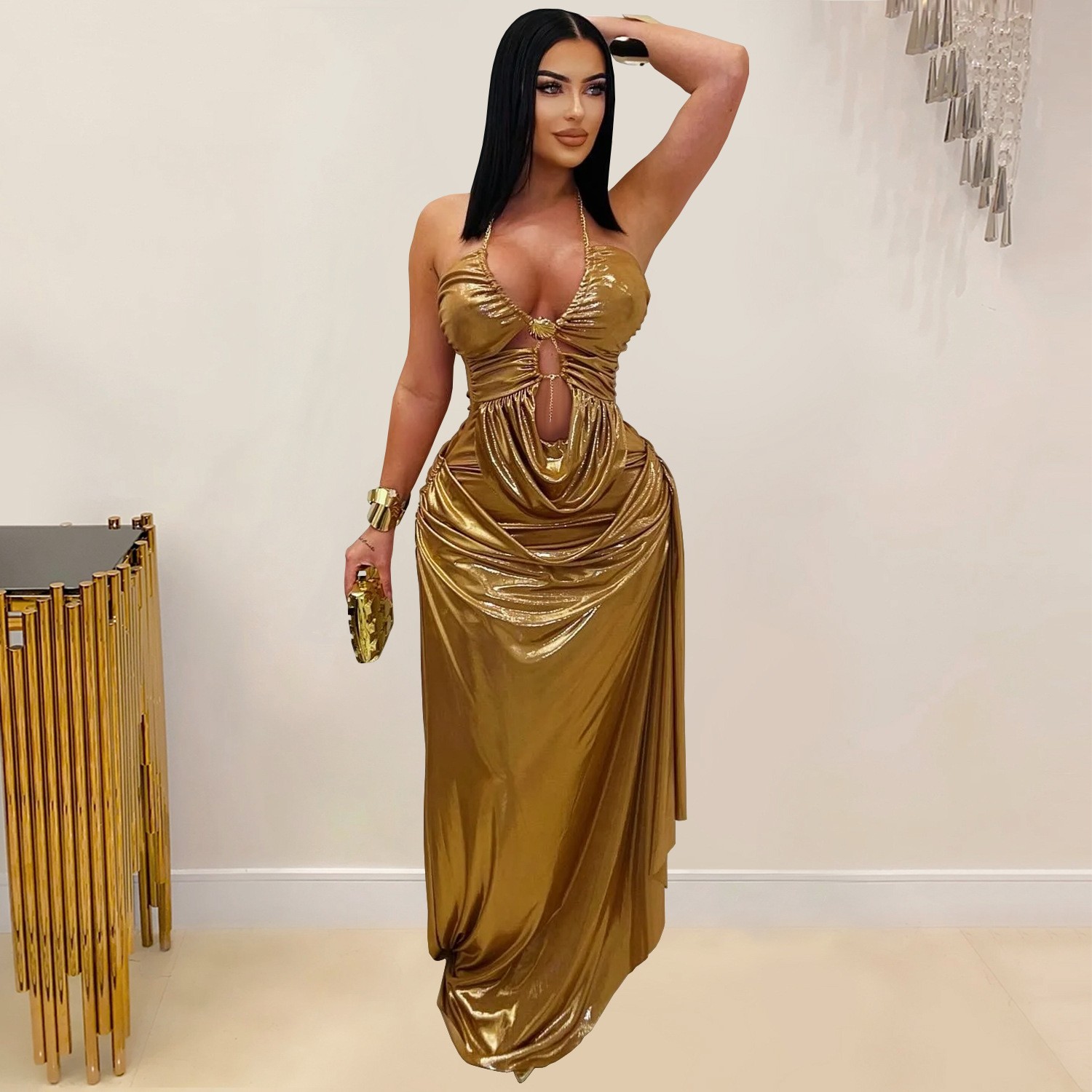 Wedding Guest Dress Evening Ha - Maxi Dress Halter 评论和价格