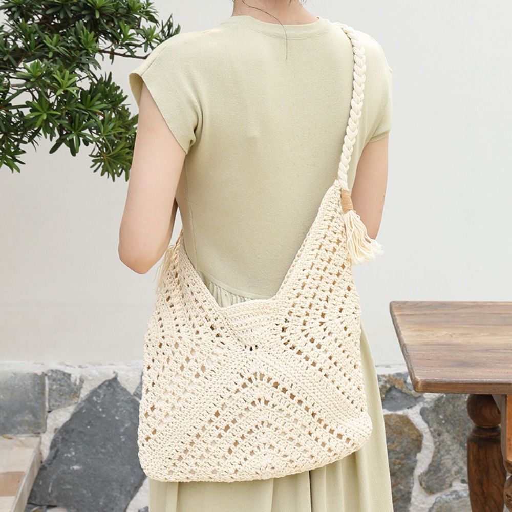 Simple Bohemian Knitted Should - Tote Bag Beach 评论和价格